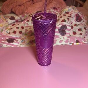 Purple Tumbler with Straw